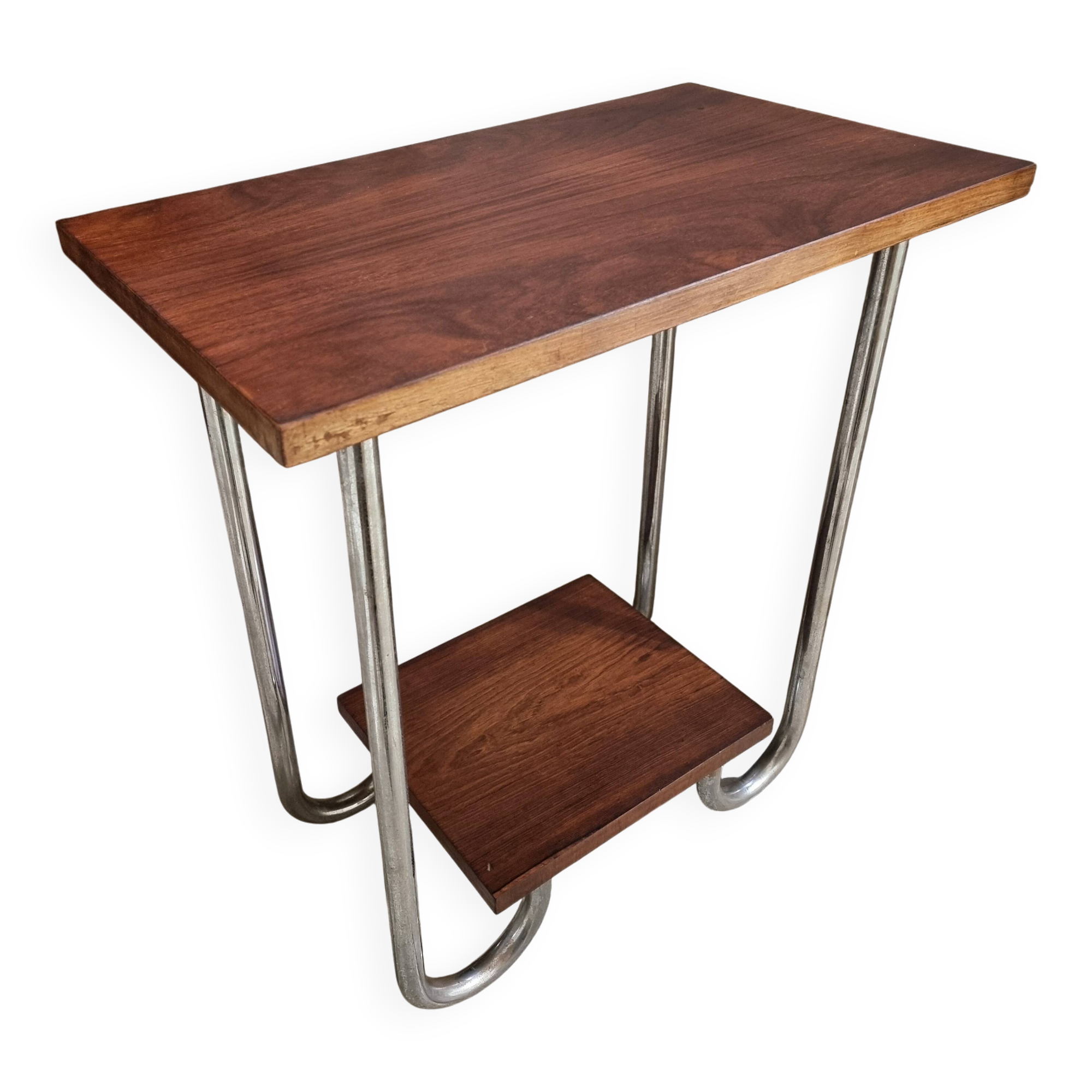 Table d'appoint moderniste française en placage acajou, 1930s–1950s