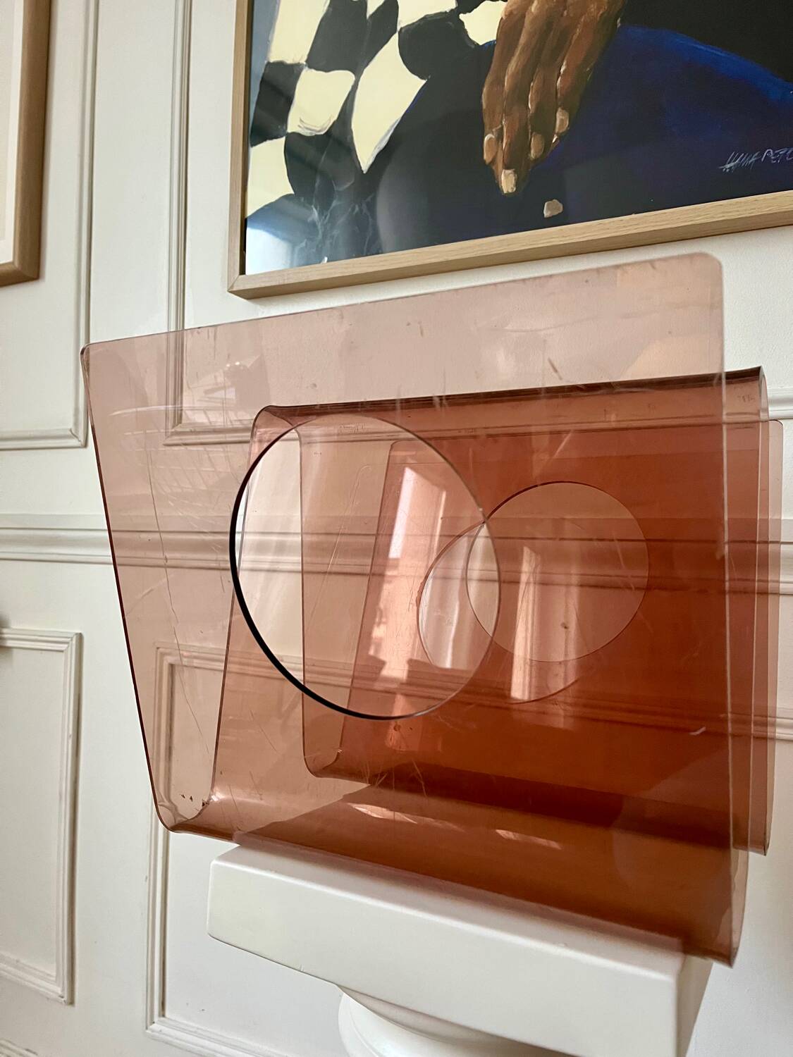 Plexiglas magazine rack by Michel Dumas for Rochebobois