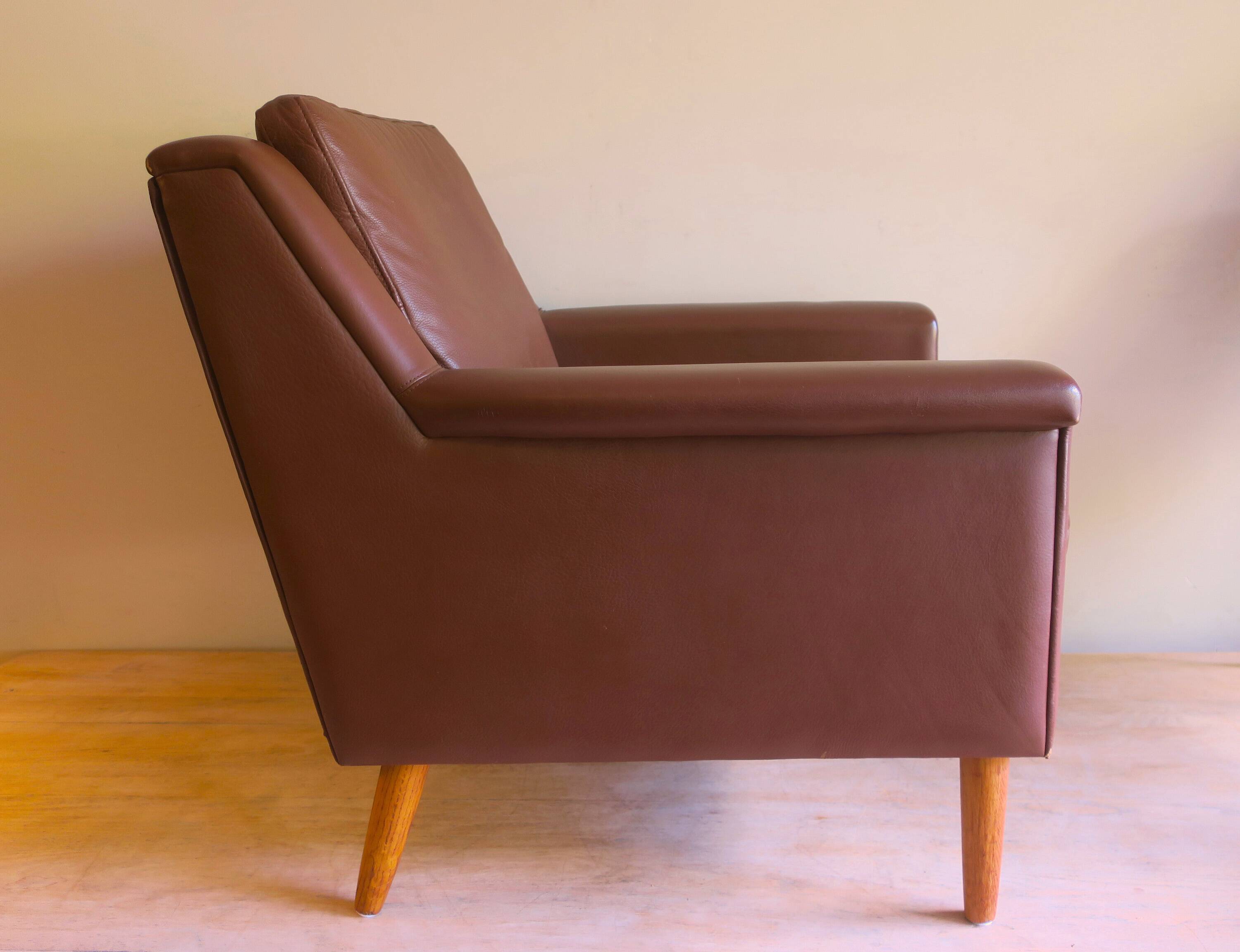 Mid-century leather armchair, Denmark, 1960s