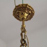 Lustre Cage 12 Lights Art Nouveau Bronze Glass and Crystal 5226
