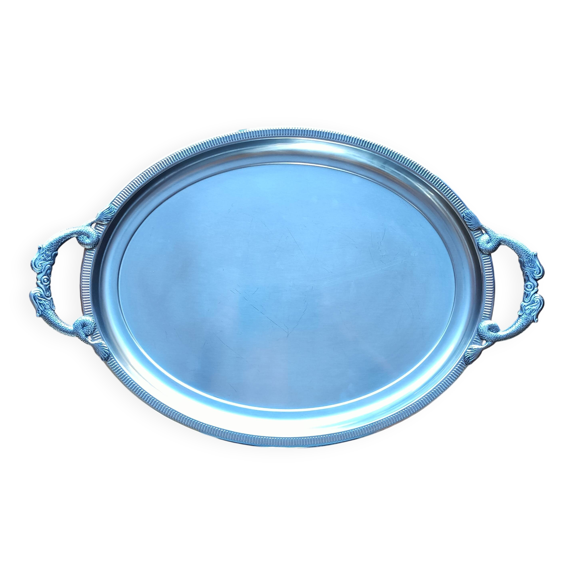 Vintage stainless steel tray by Jean Couzon