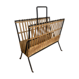 Rattan and wrought iron magazine holder