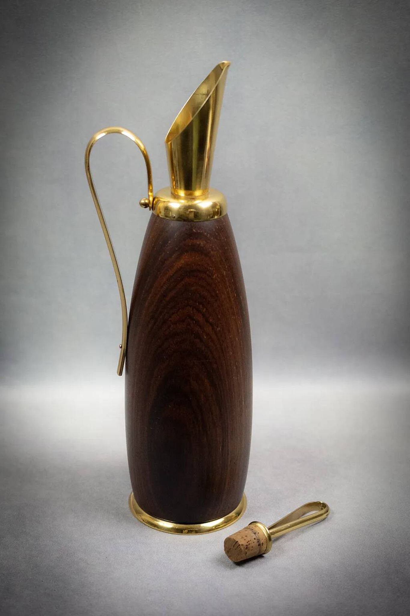 Aldo Tura - Vintage wood and brass pitcher - Italy, circa 1950
