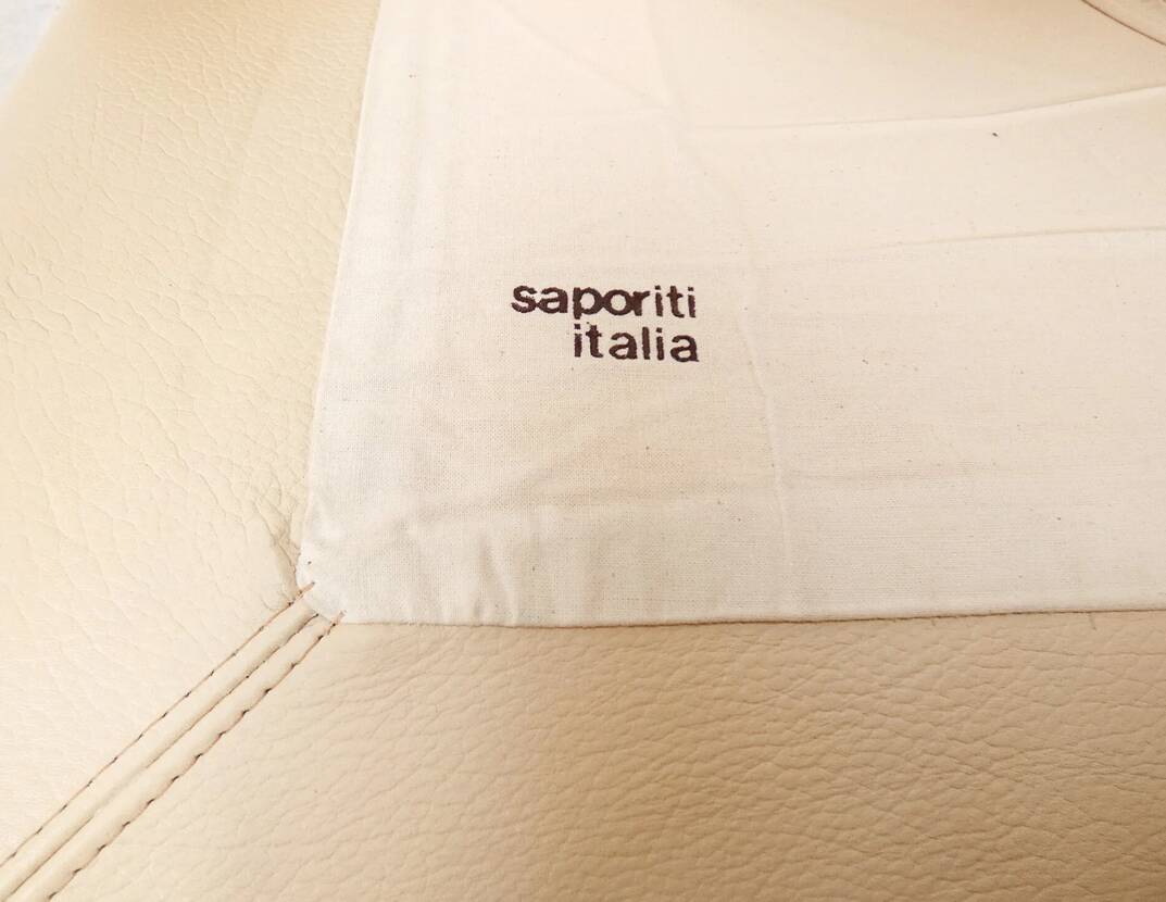 Saporiti Onda armchair in cream-colored leather