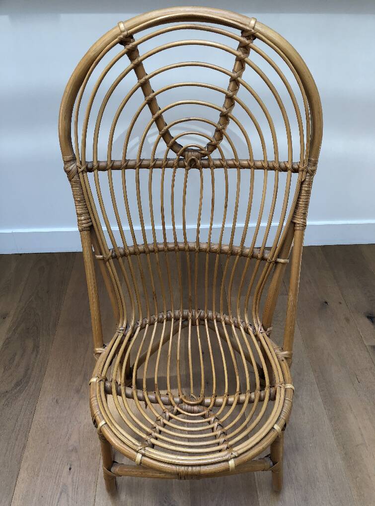 Paire de chauffeuses vintage en rotin 1960