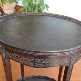 Carved wooden pedestal table with double trays 41 x 72 cm