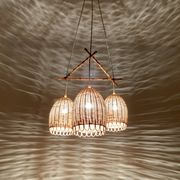 Wicker and Bamboo Cascading Lamp