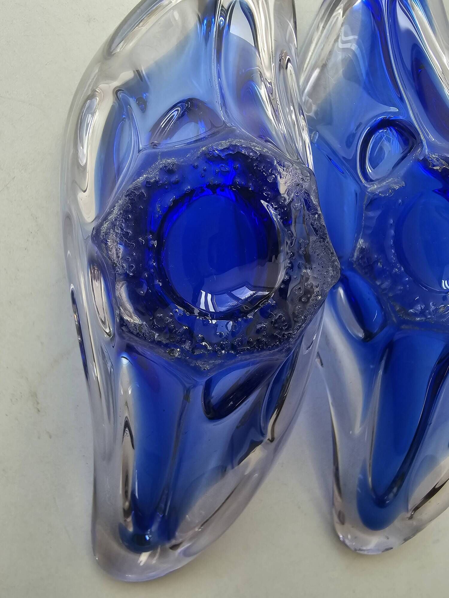 Set of 2 blue glass bowls in the style of Murano - Handmade