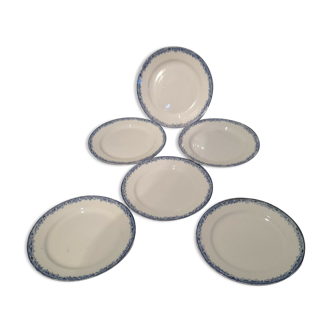 Series 6 plates flat earthenware Sarreguemines model Fontanges