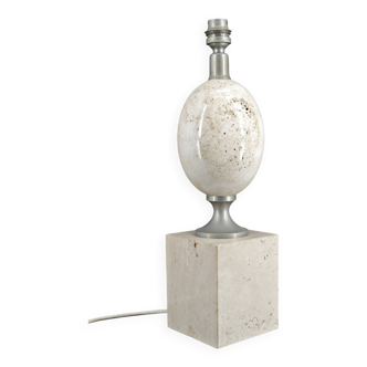 Travertine living room lamp, Maison Philippe Barbier, France, Circa 1960-70
