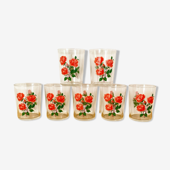 7 vintage flowery glasses