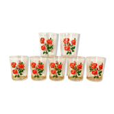 7 verres vintage fleuris