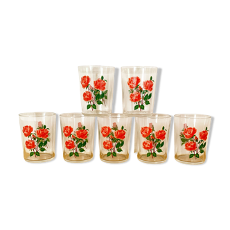 7 vintage flowery glasses