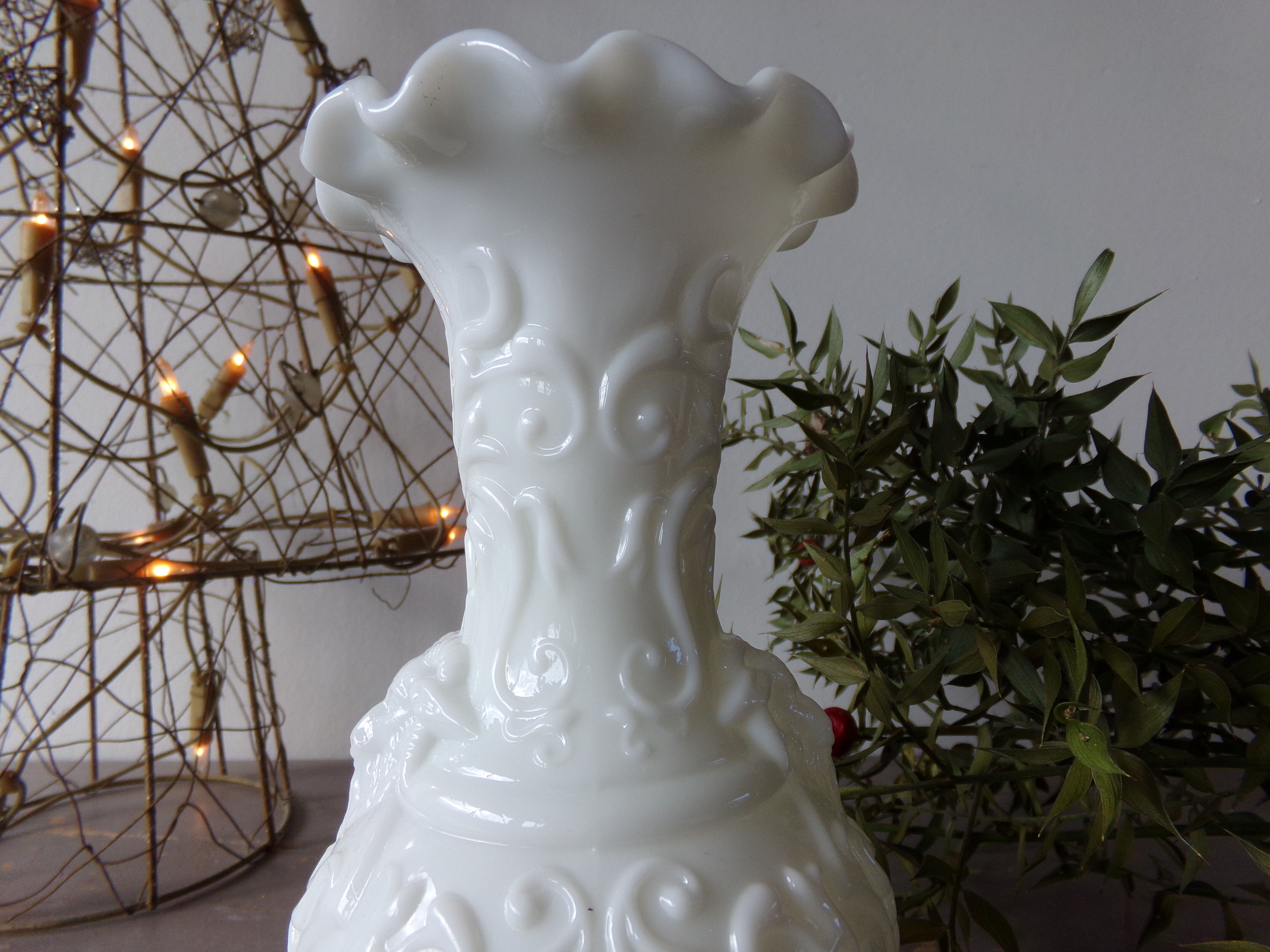 White opaline vase