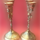 Pair of candlesticks three fires art deco agad - golden metal