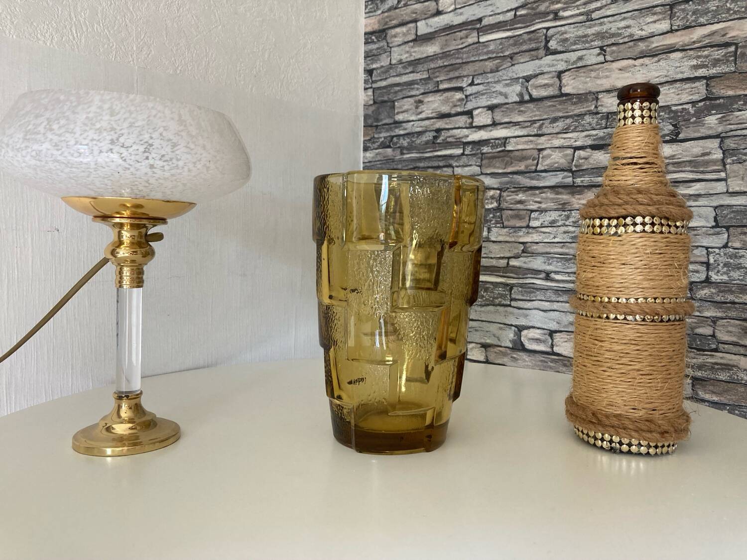 Vintage yellow checkered vase