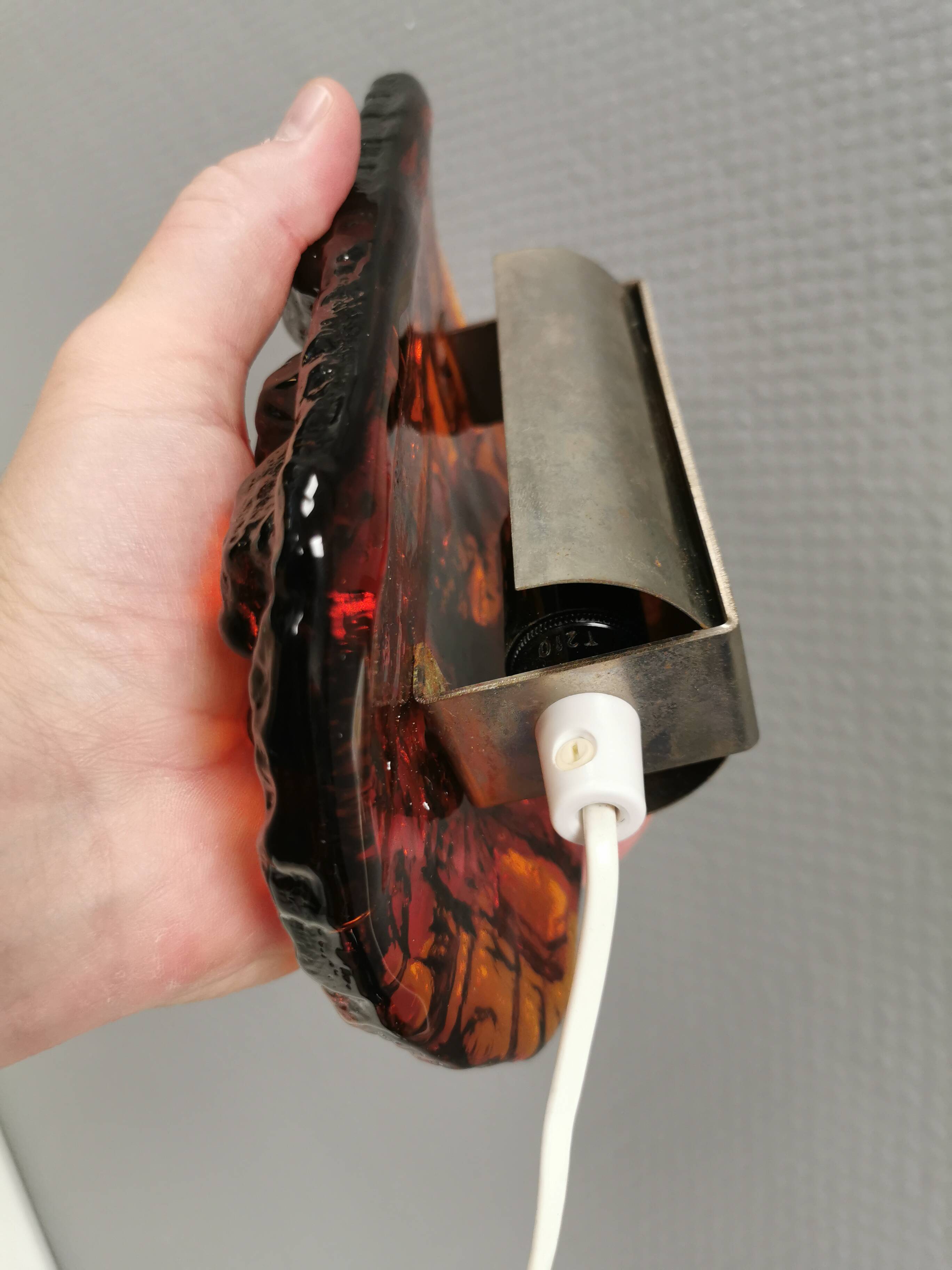 A set of wall lamps in amber-colored glass from Danish Vitrika, 1970s