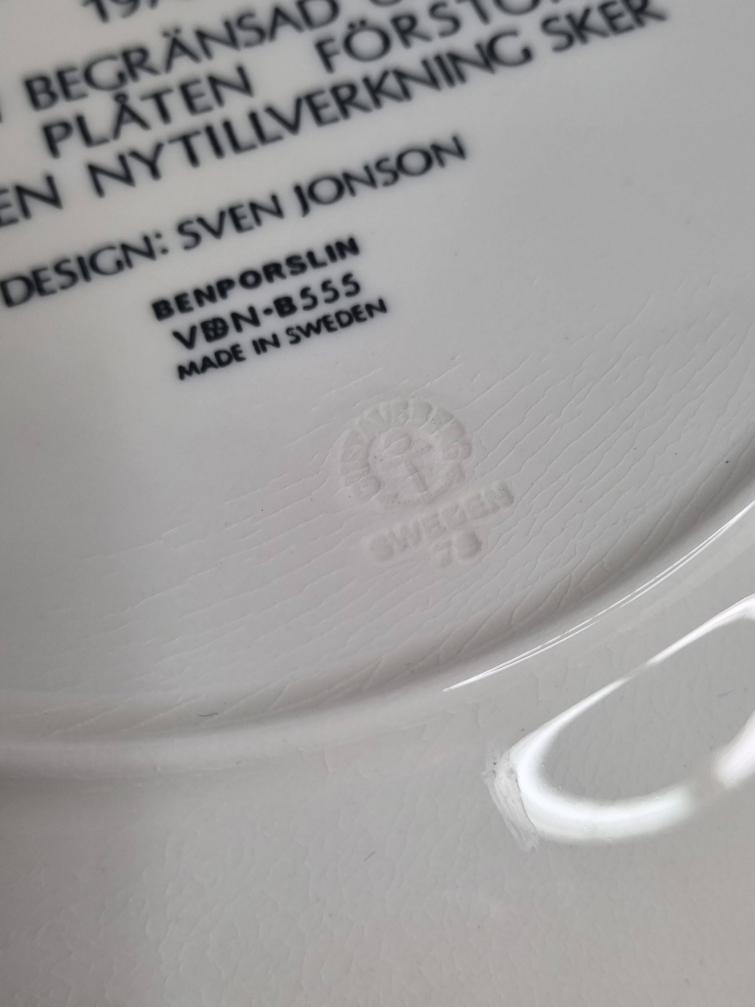 Assiette Gustavsberg "Jultallrik 8" (1978), Sven Jonson, édition limitée, 20 cm
