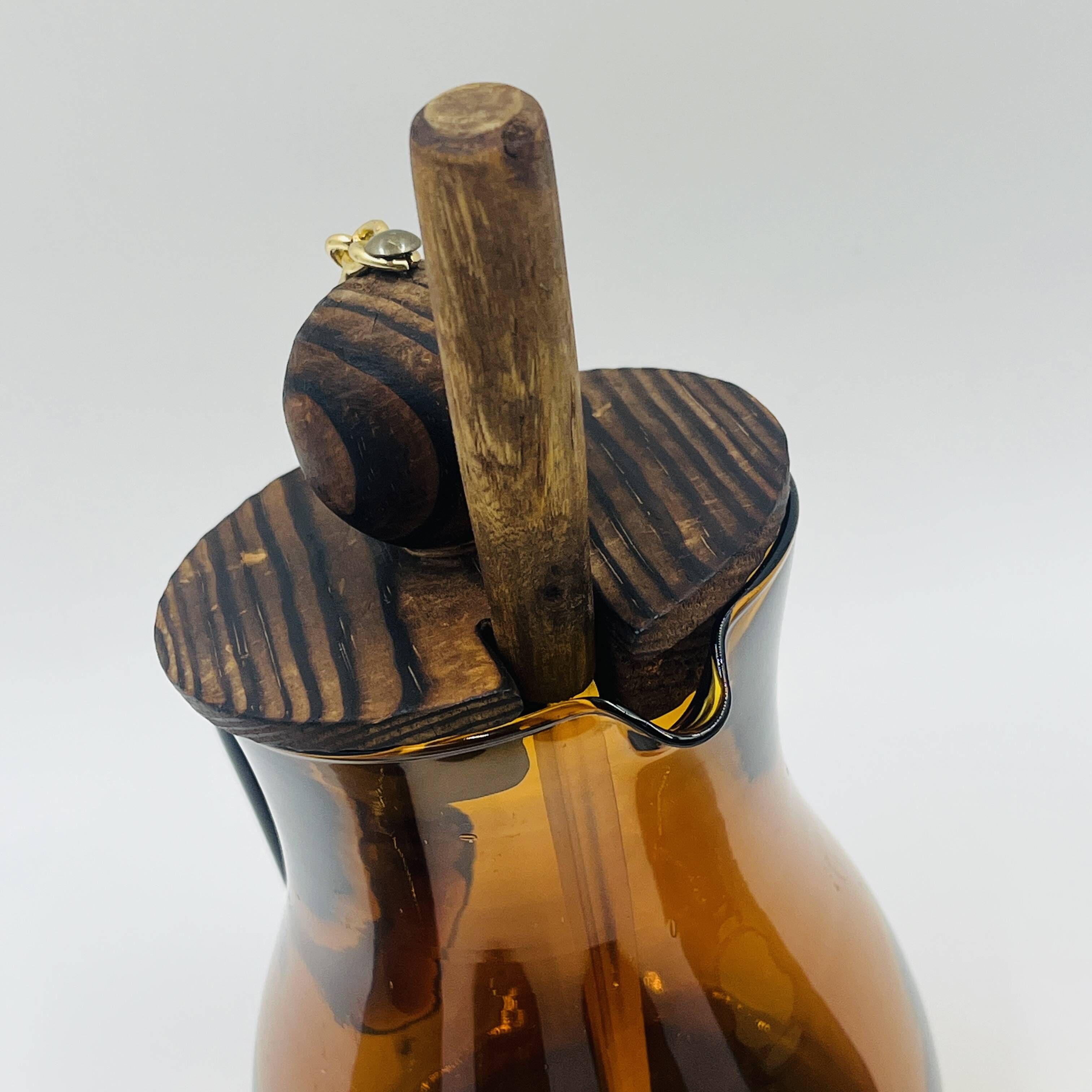Vintage Sangria Service in Amber Glass and Wood