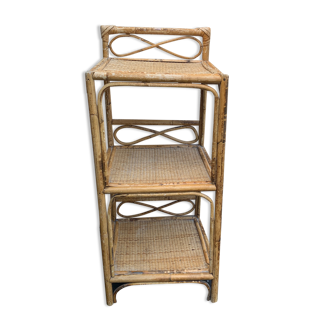 Bamboo and wicker shelf, 3 vintage floors