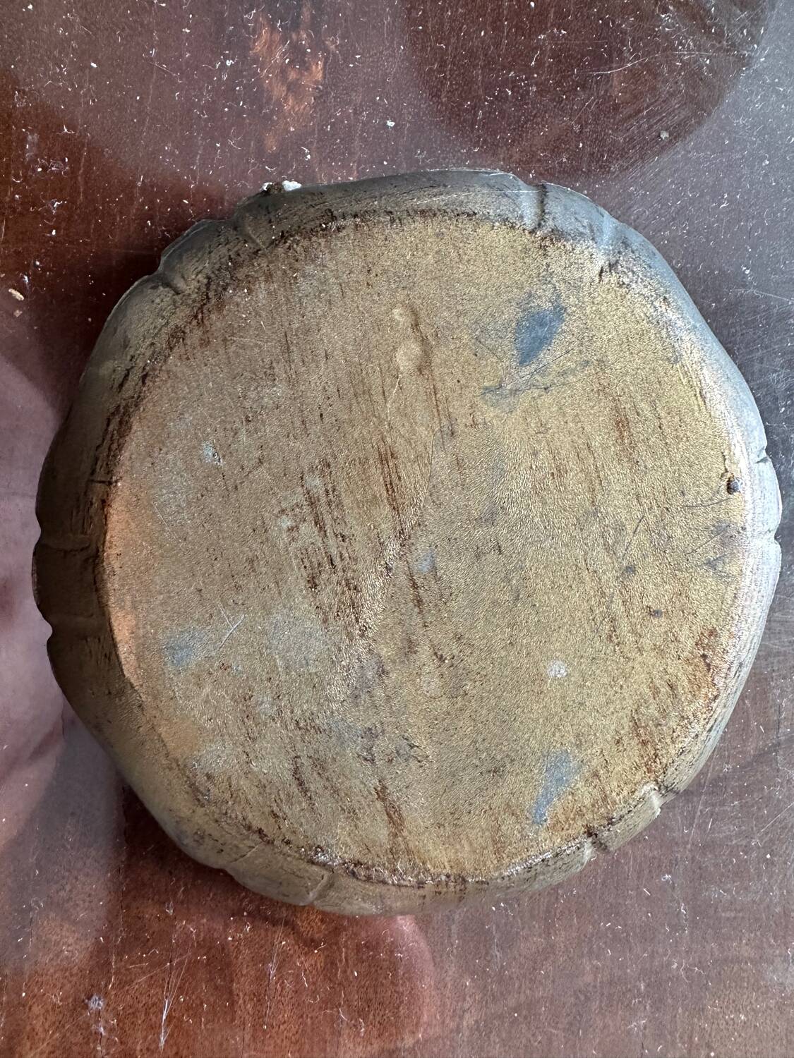 Vintage Florentine Coaster - Blue and Gold Wood (Diameter 10 cm)