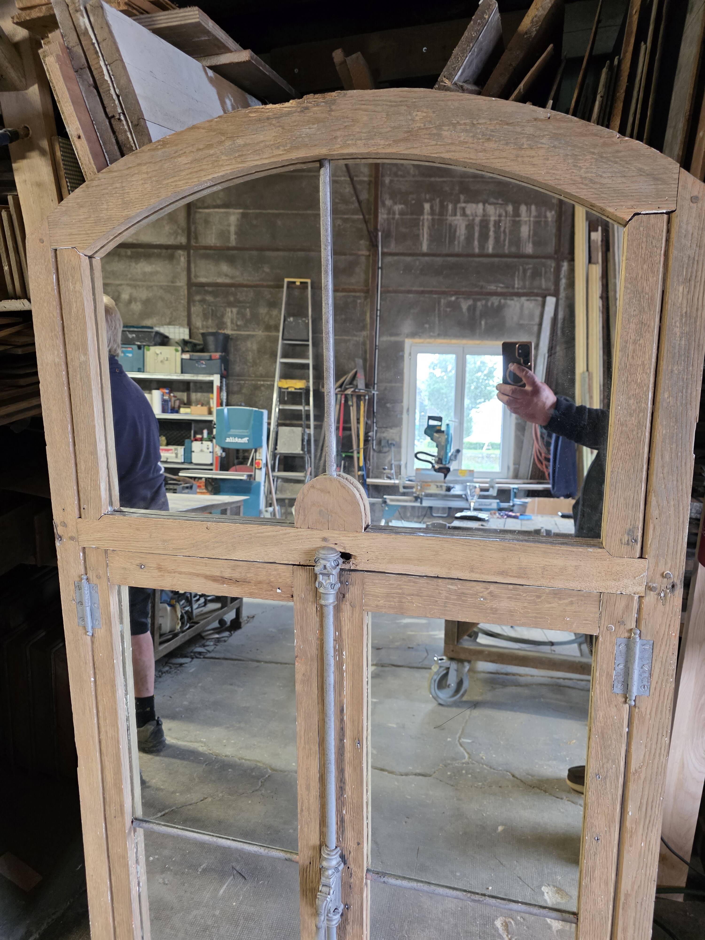 18th-century solid oak mirror window