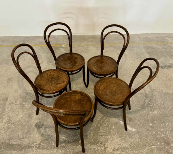 5 chaises bistrot  Thonet en bois courbe