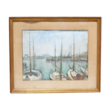 Old watercolor painting on paper signed F. Reys