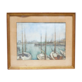 Tableau ancien aquarelle sur papier signée F. Reys