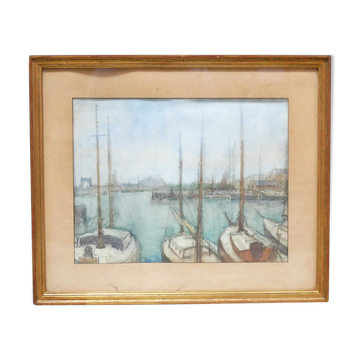 Old watercolor painting on paper signed F. Reys