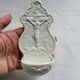 Antique Baptismal Font in Fine Faience Creil and Montereau White Christ Cross