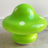 Lampe de table champignon à points blancs, verre vert