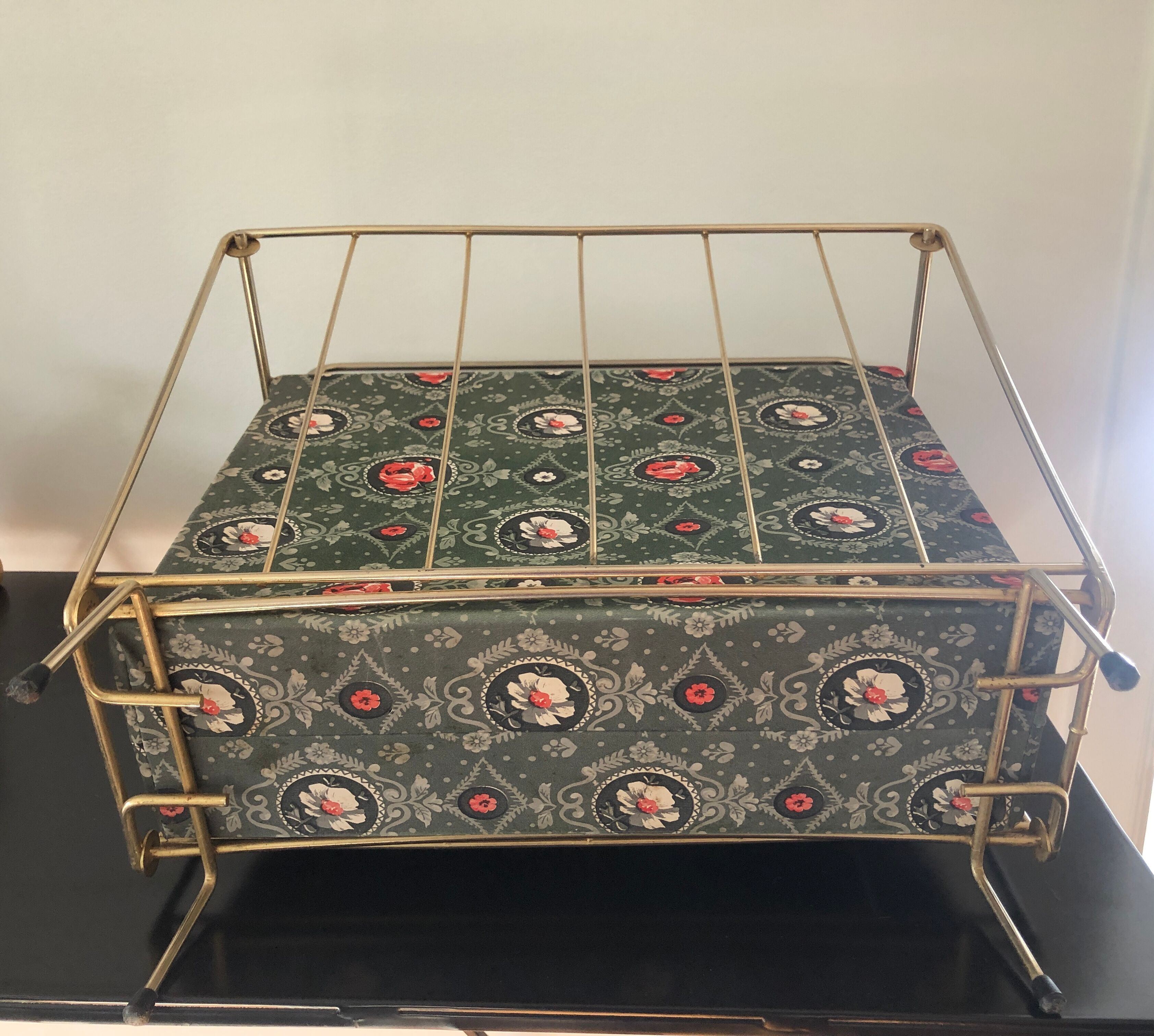 Metal magazine door and vintage oilcloth