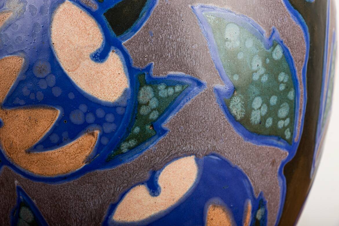 Magnificent Art Nouveau vase with multicolored floral motifs Revernay 1910.