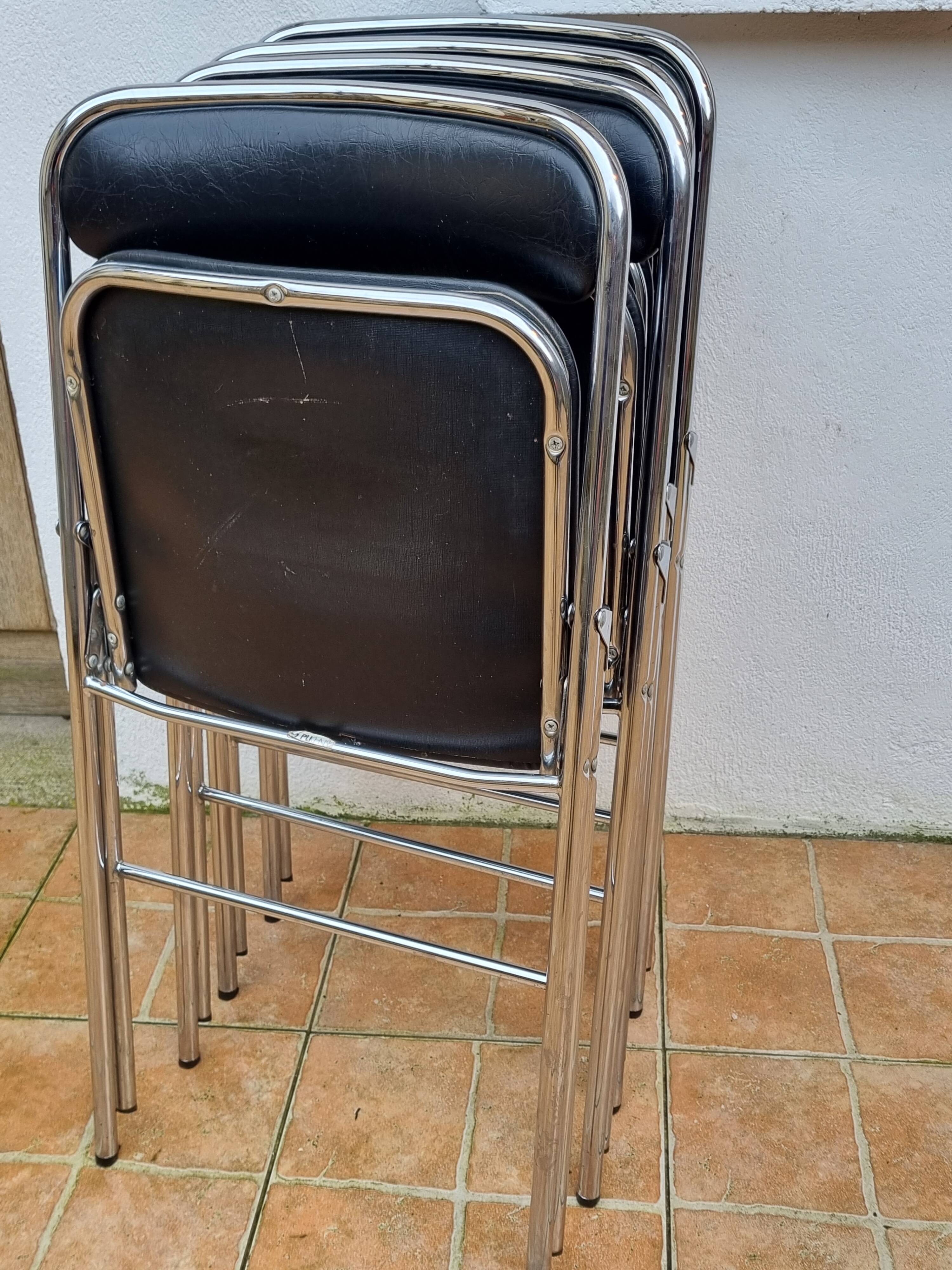 Set of 4 vintage folding chairs Plichaise Souvignet 70s