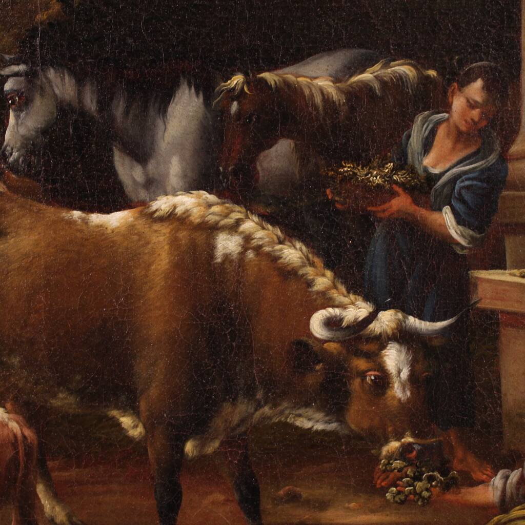 Great 18th century painting, pastoral scene with classical ruins