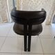 Set of 2 black leather and metal armchairs
