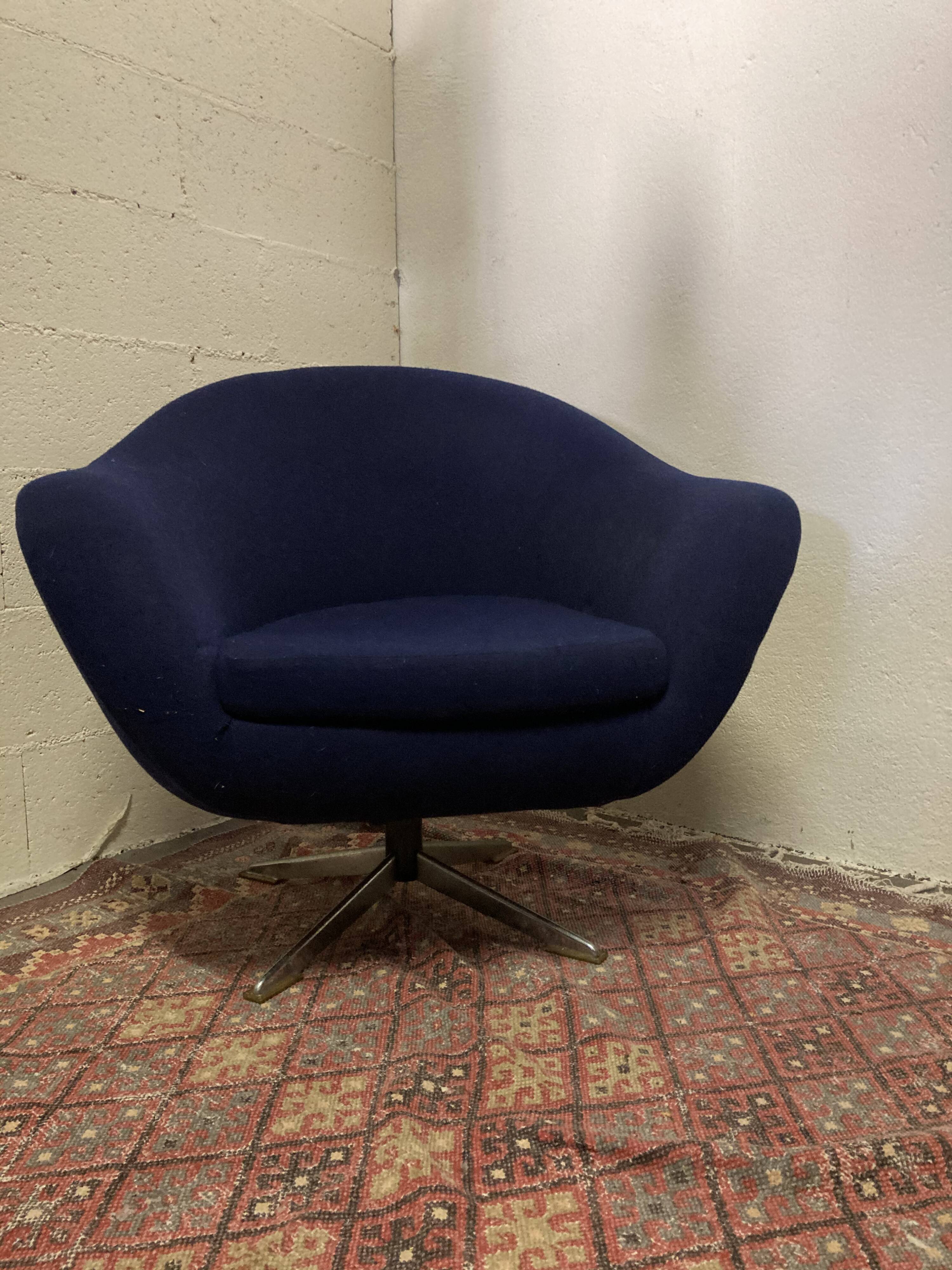 Hukla jet blue fabric swivel chair 60