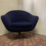 Hukla jet blue fabric swivel chair 60