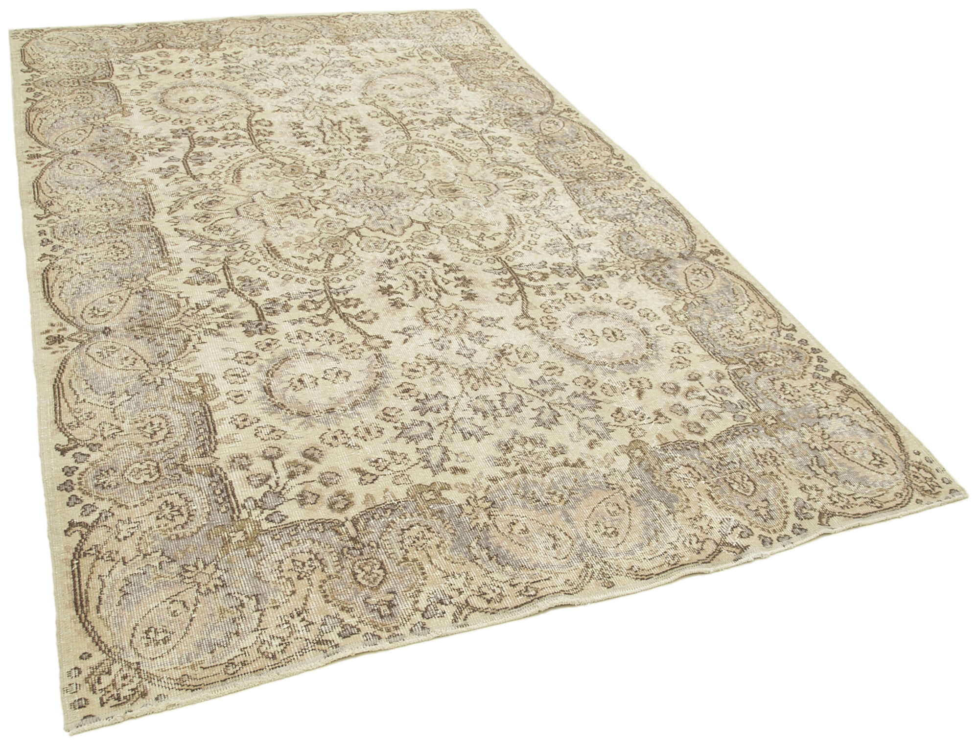 Handwoven anatolian beige rug 167 cm x 270 cm
