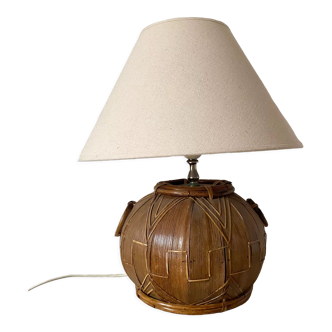 Vintage coconut and rattan lamp