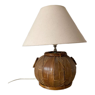 Lampe vintage en coco et rotin