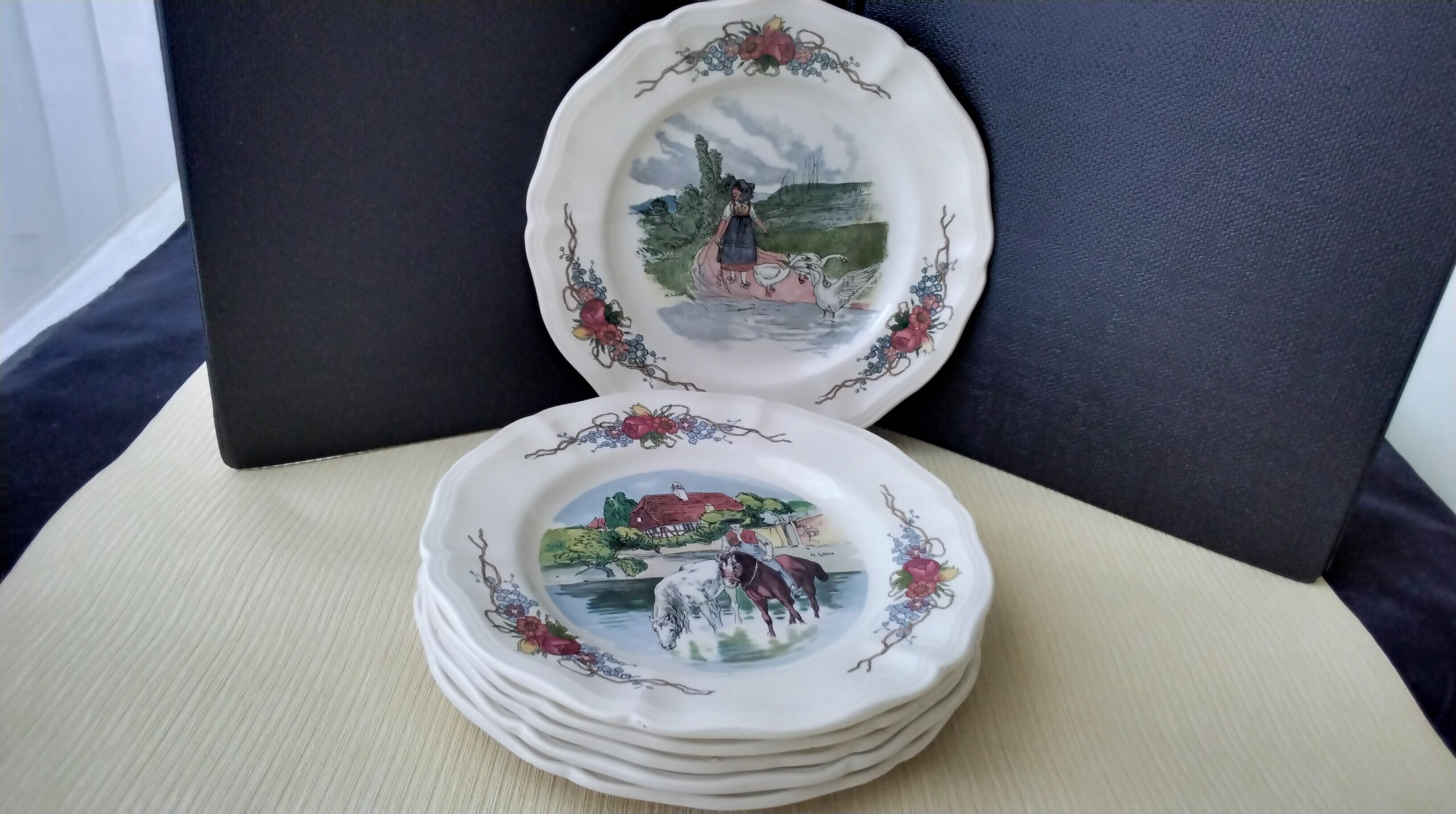 Set of 6 dessert plates in Sarreguemines model Obernai