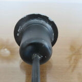 Pair of modernist candle holders in black lacquered metal 60s 70s