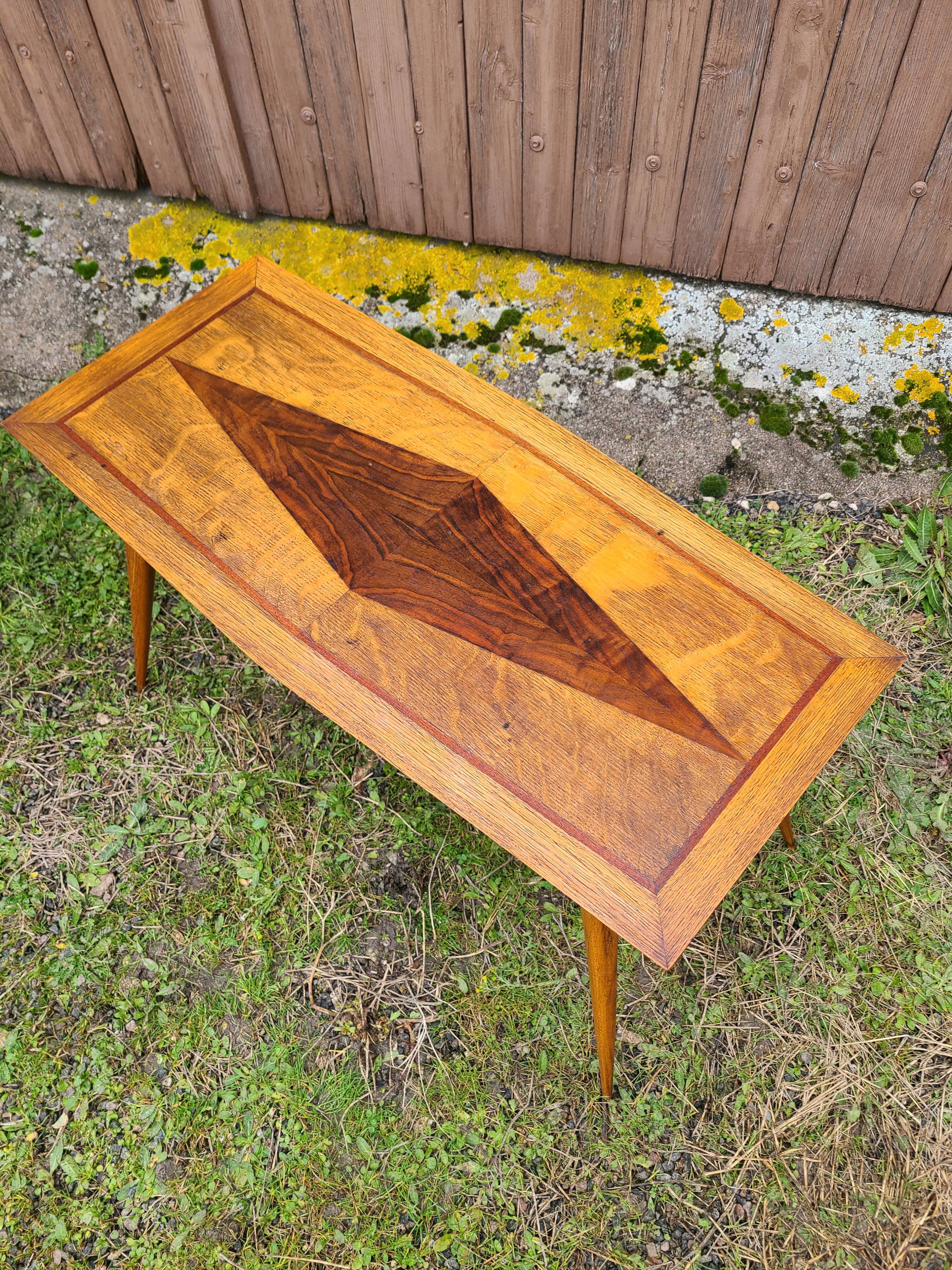 Coffee table 1950 cabinetmaker's marquetry.
