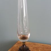 Cut glass soliflore vase with a smoked glass base.