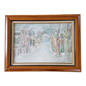 Huile sur toile La rue - bas