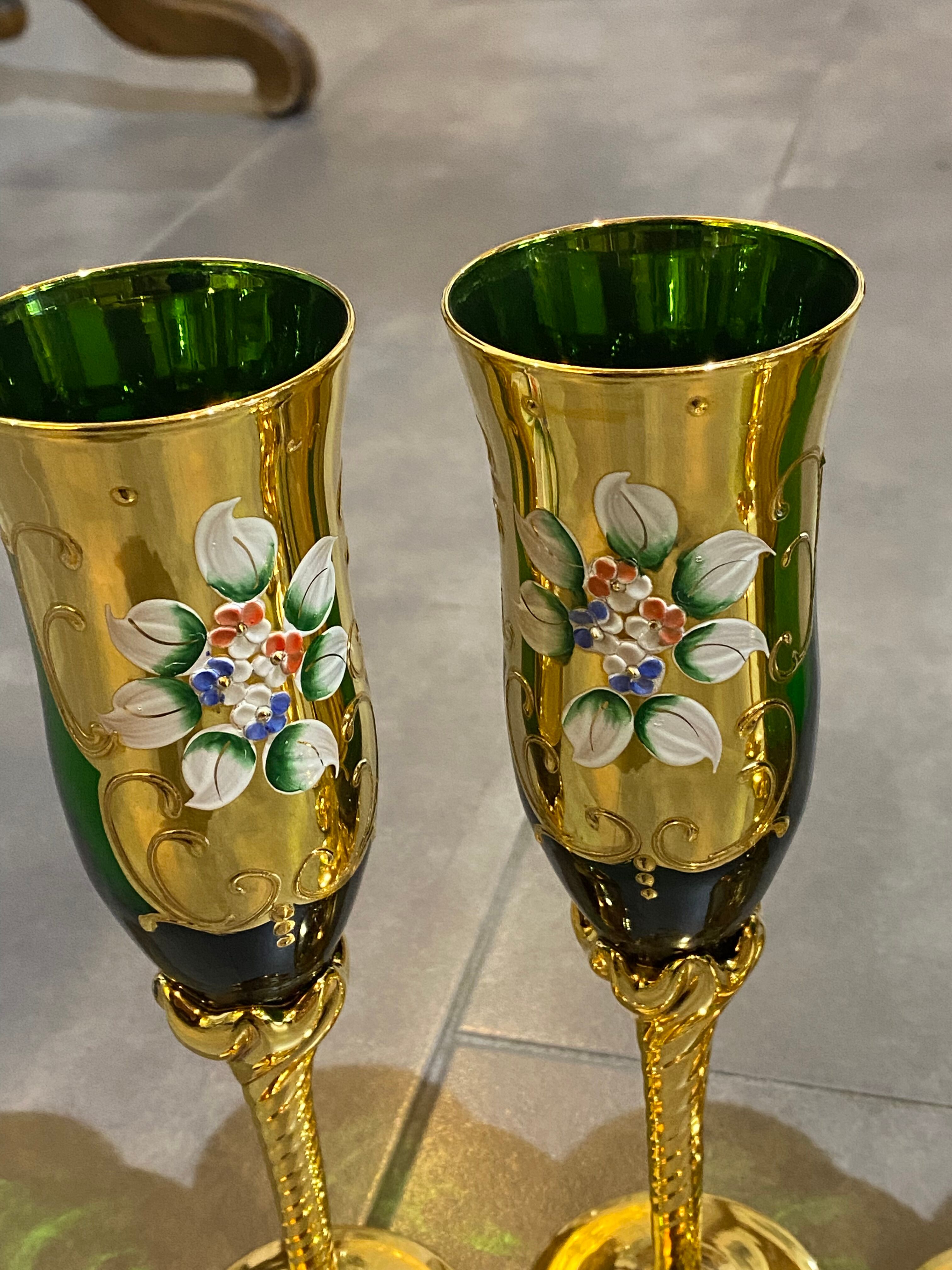 6 Murano champagne flutes