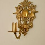 Pair of large Swedish brass wall sconces from the mid-century.