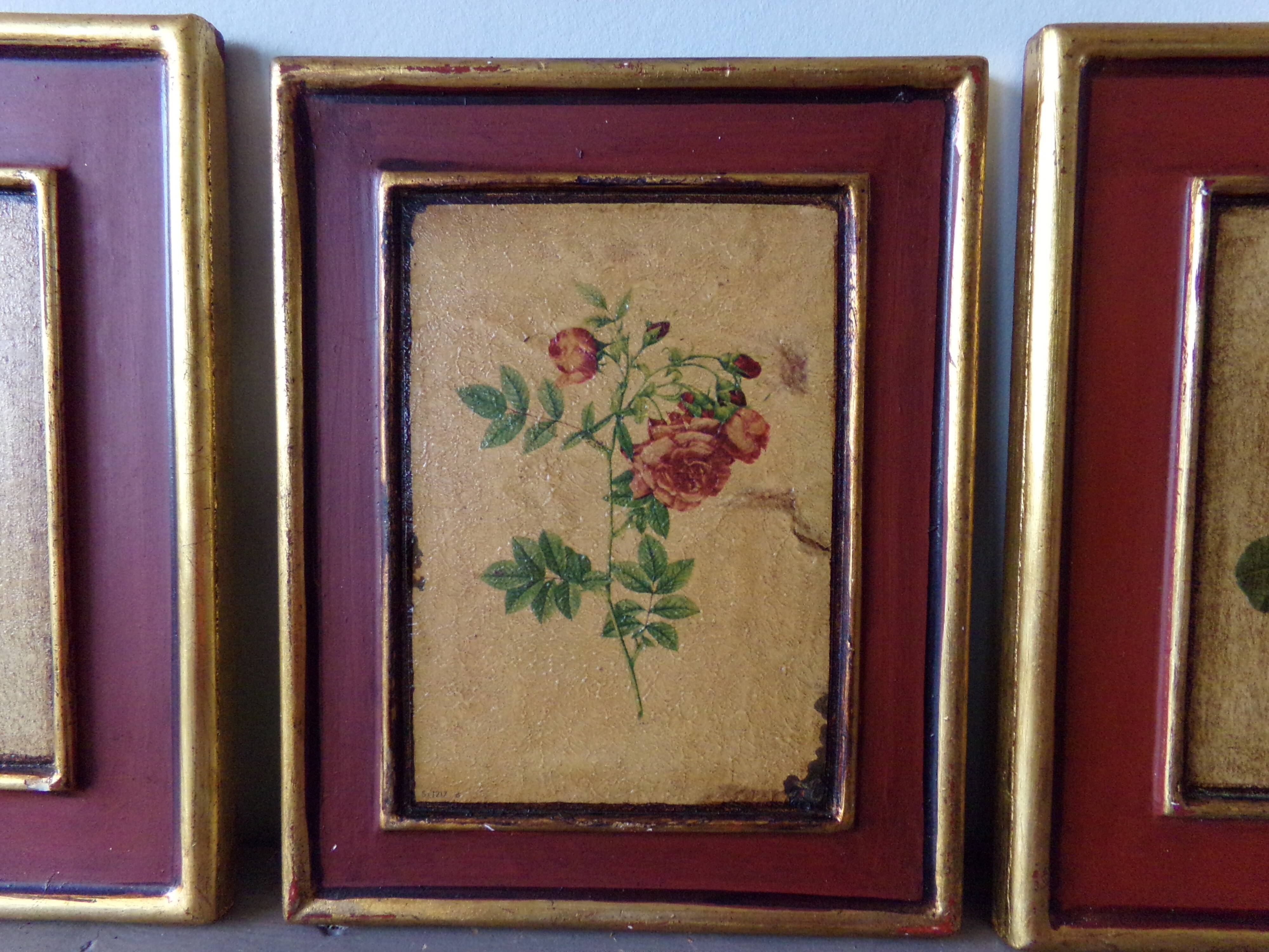 3 paintings with floral motifs